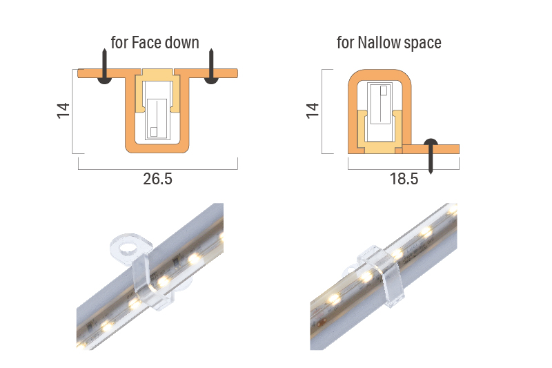 Luci FLEX α F IP65 The small mounting options