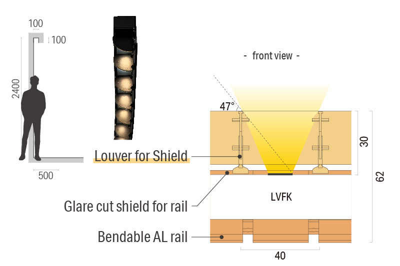Luci Vivoxy FLEX K IP67 Louvers for glare cuts from the side