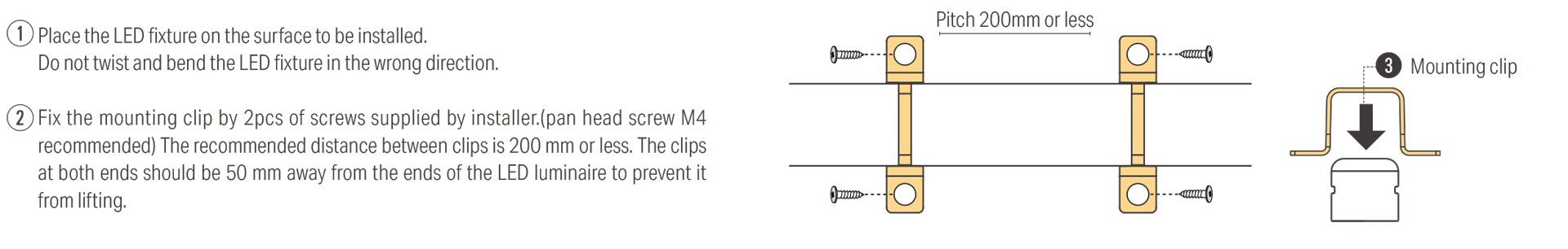 Installation with Mounting clip