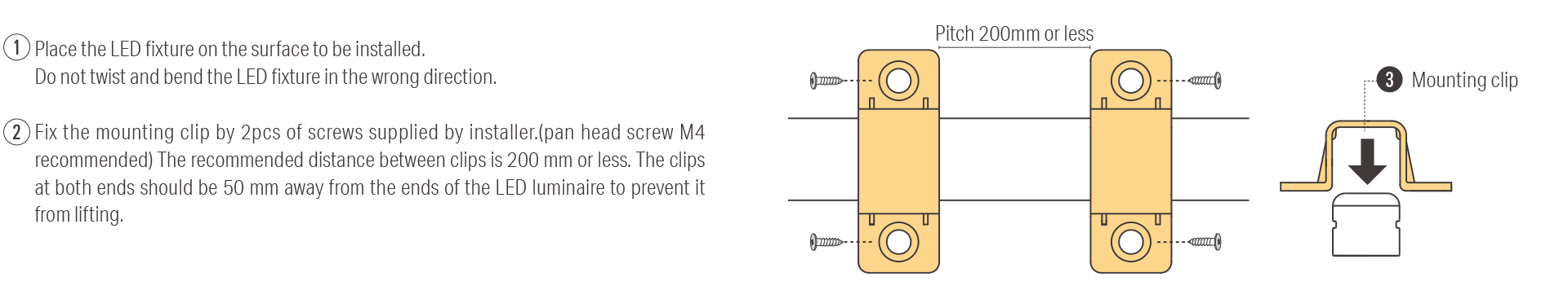 Installation with Mounting clip