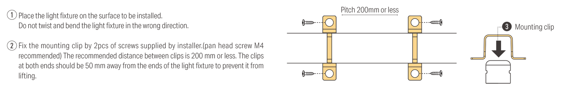 Installation with Mounting clip