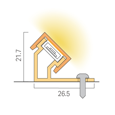 Straight installation / 45° rail