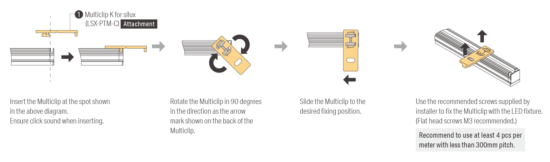 Multiclip K installation: side fixing
