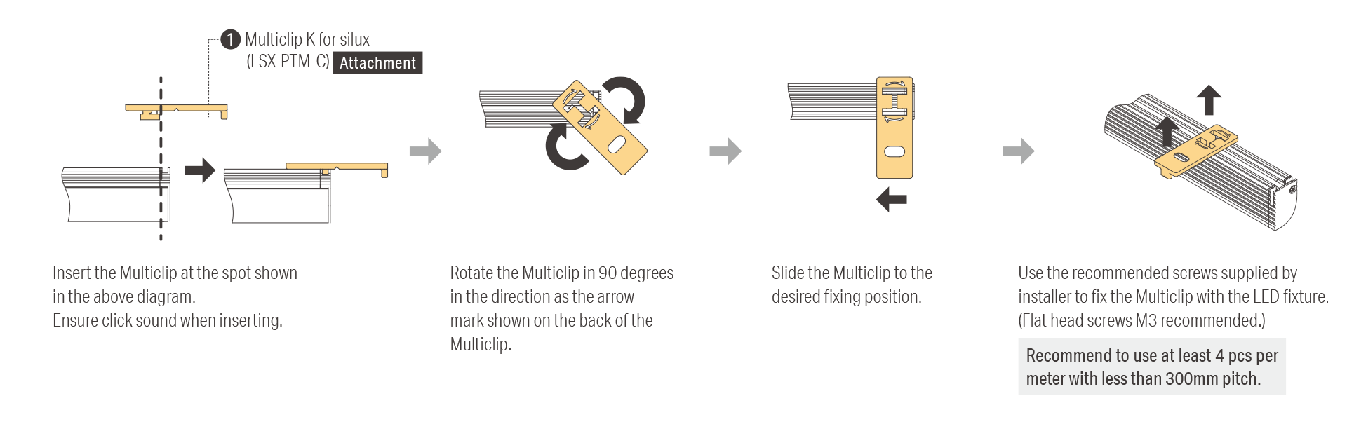 Multiclip K installation: side fixing