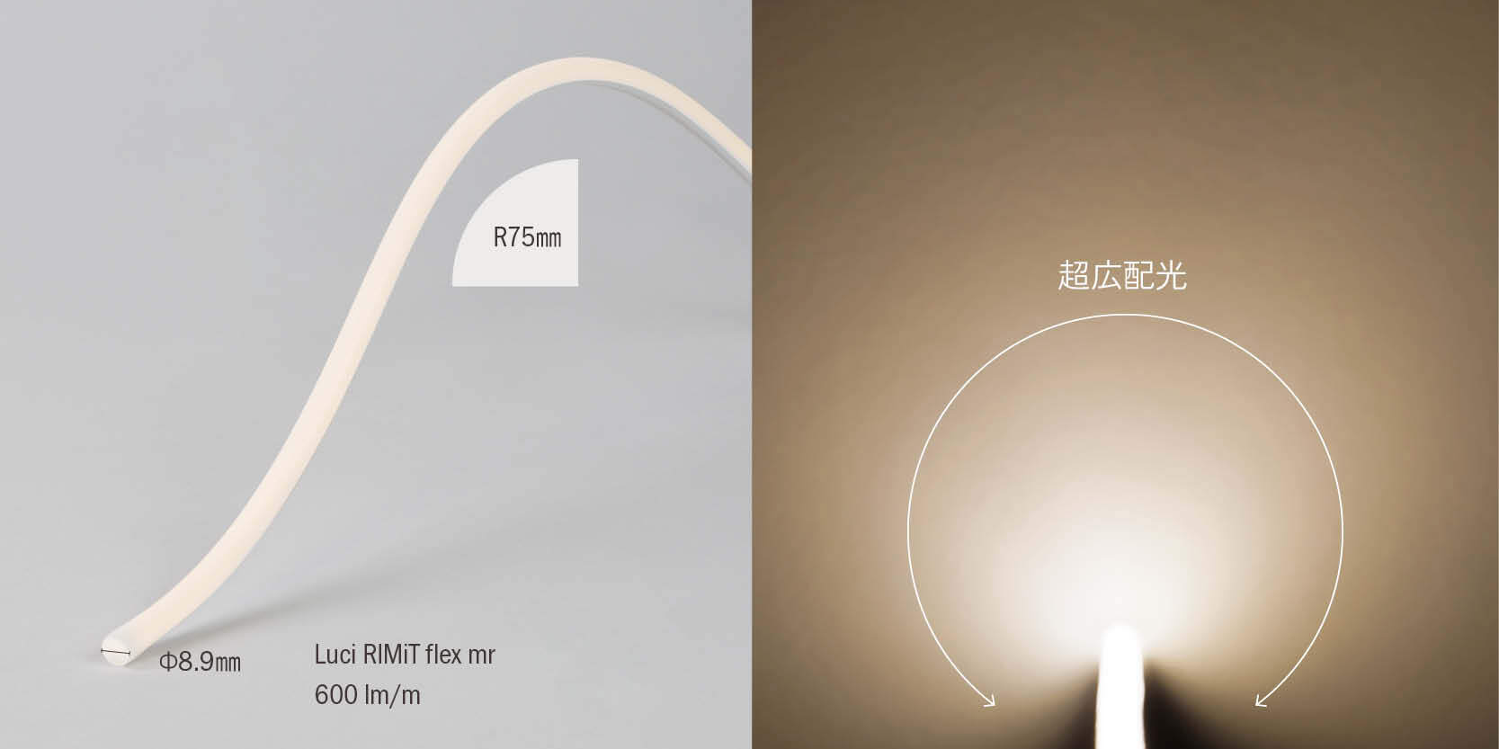Luci RIMiT flex mr 600 lm/m, 超広配光