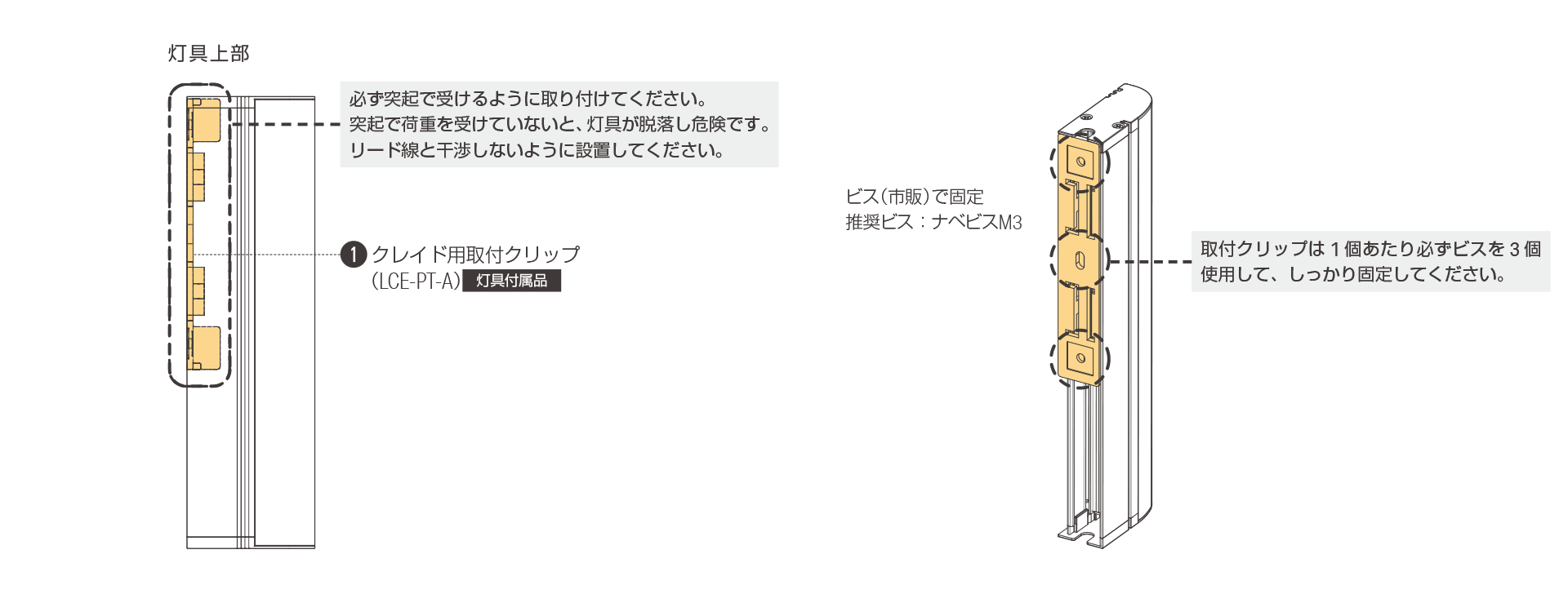 灯具を縦向きに設置