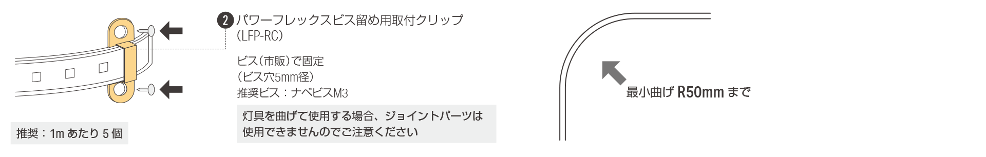 灯具を曲線状で使用
