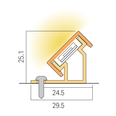 直線状・設置角度45°／ビス留め／レール