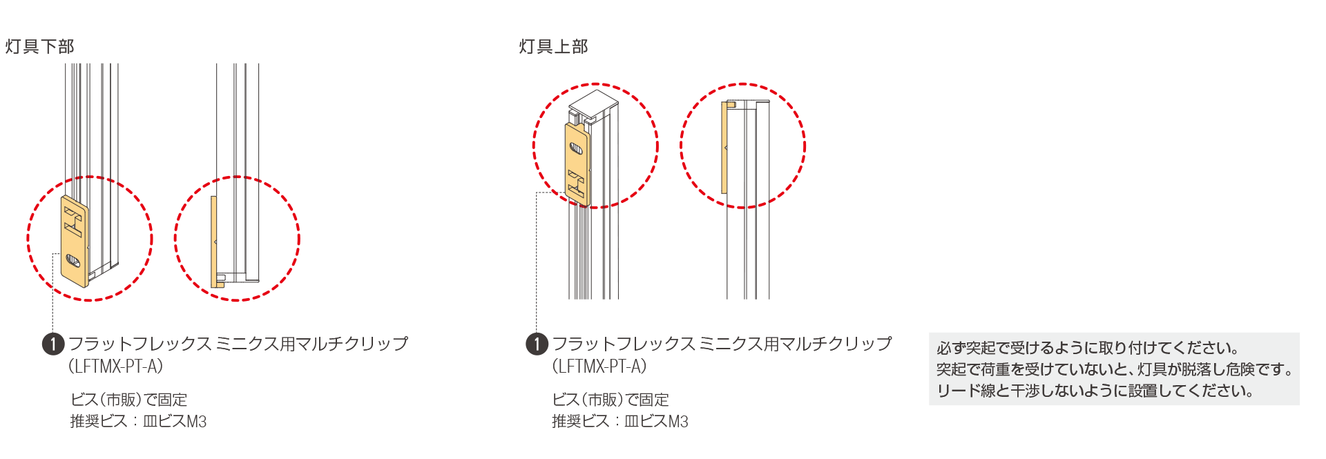 灯具を縦向きに設置