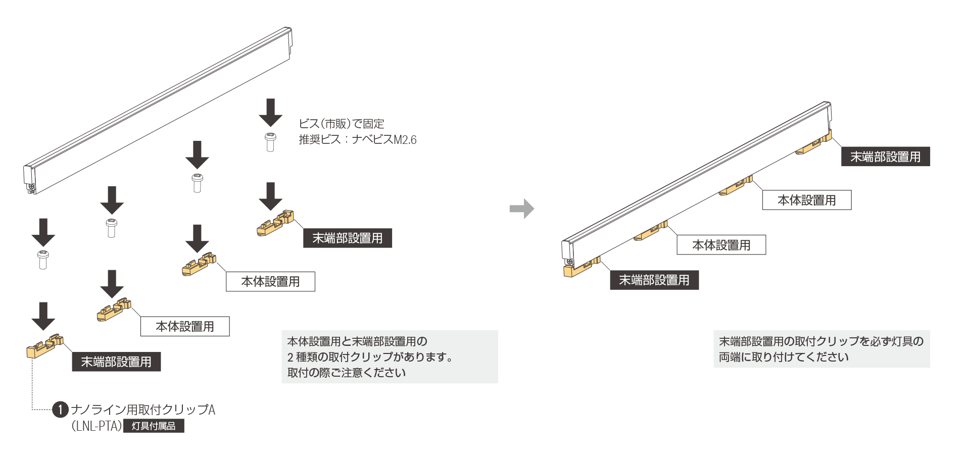 灯具をマルチクリップで設置