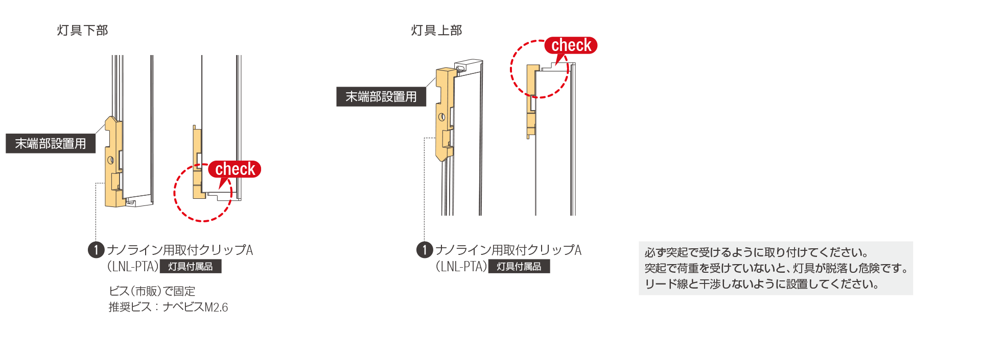 灯具を縦向きに設置