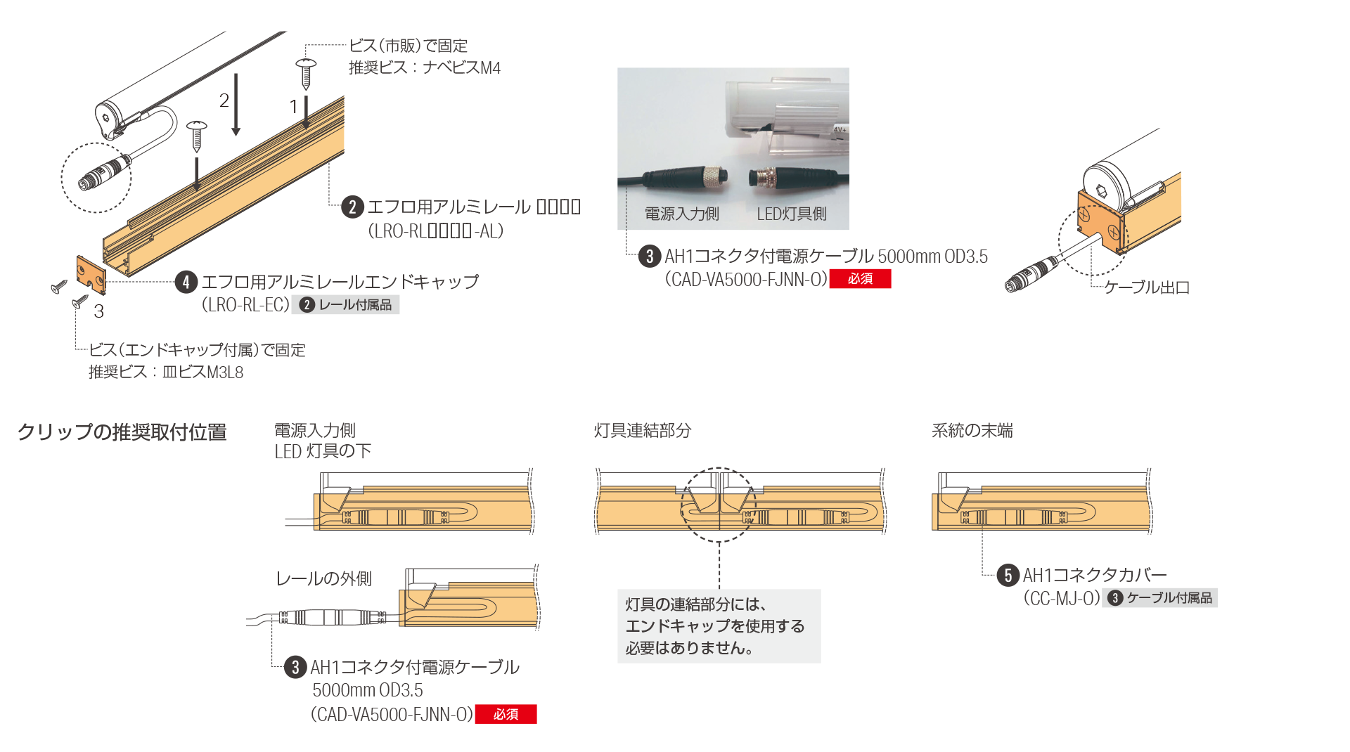 灯具をアルミレールで設置