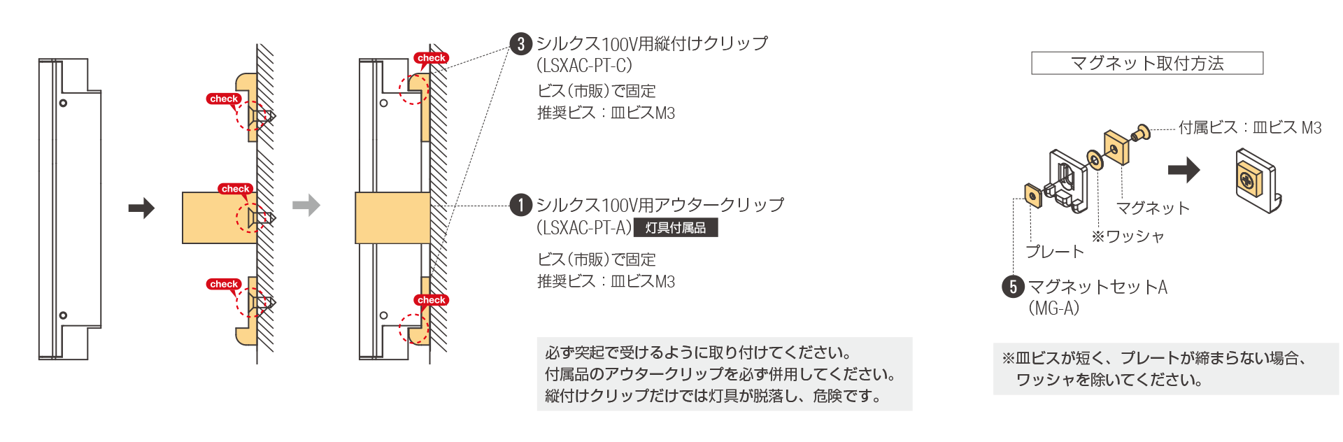 灯具を縦向きに設置する場合