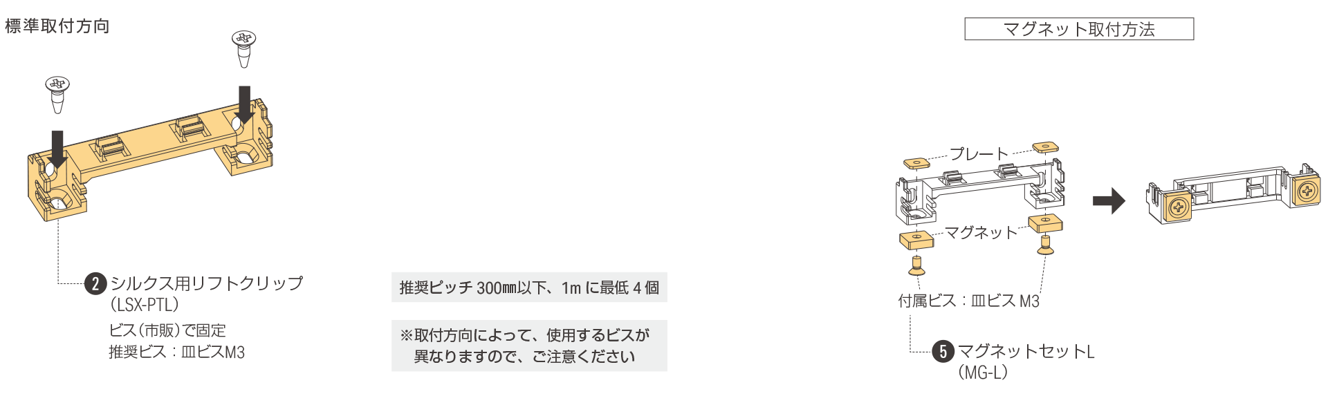 灯具をリフトクリップで標準取付方向に設置