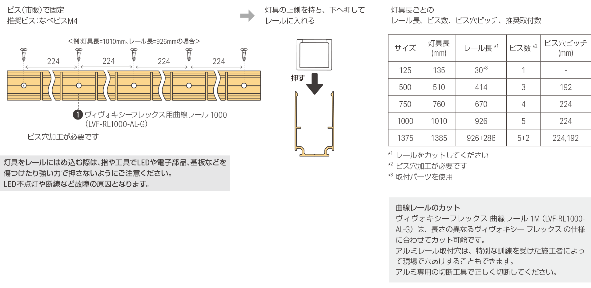灯具を取付レールで設置